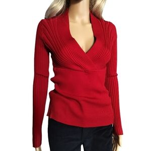 INC International Concepts Red V-Neck Sweater